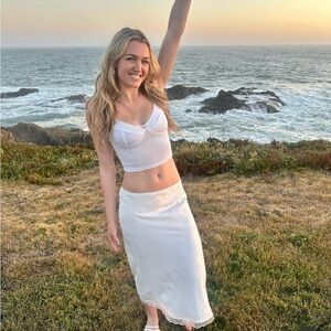 Elegant White Lace Skirt Set